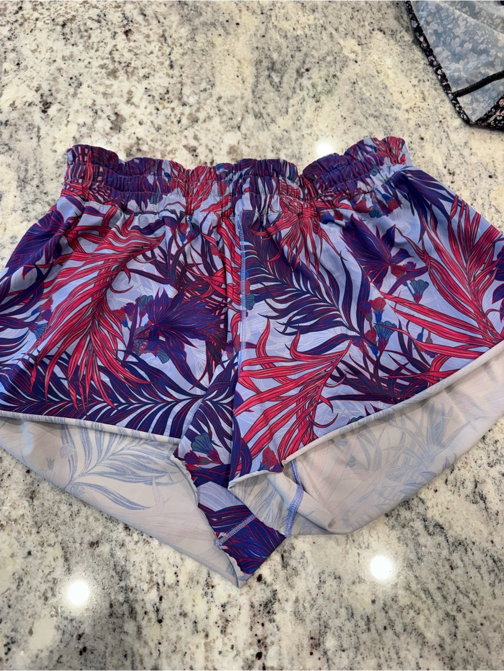 lululemon athletica Tropical Leaf Athletic Shorts - Purple & Pink